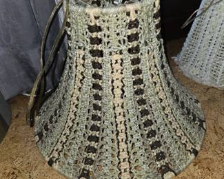 Vintage crocheted hanging lamp