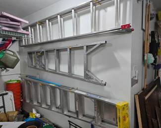Aluminum ladders - 16' extension, 6' & 8' a frame ladders
