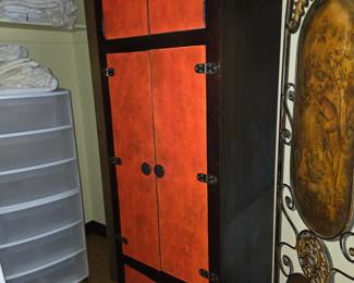 Wood storage cabinet with 6 doors