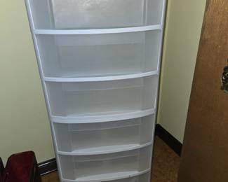 Rolling plastic storage drawers