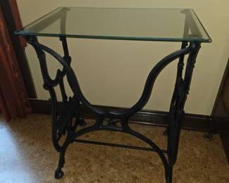 Glass top table w/metal base