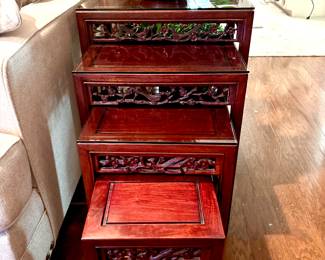 Outstanding set of rosewood nesting table