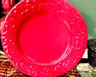 12 Red dinner plates