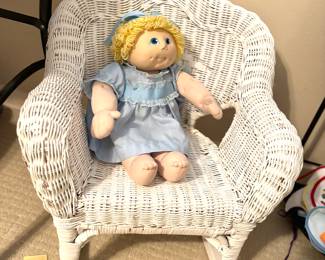 Child's wicker rocker/Cabbage Patch doll
