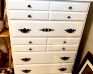 Vintage white wood tall chest