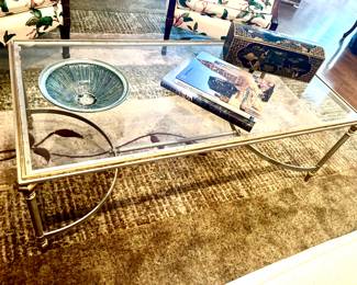 MCM brass/glass coffee table