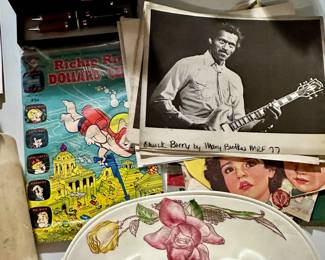 Vintage Richie Rich comic, Souvenir Chuck Berrry photos (also others)