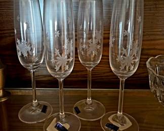 Fine Waterford marquis Snowflake Champagne glasses never used.