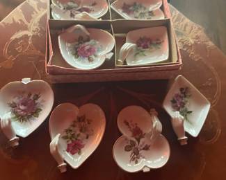 Vintage set of trinket floral dishes in original box. 