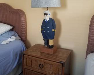 Matching two-drawer nightstand; Captain table lamp