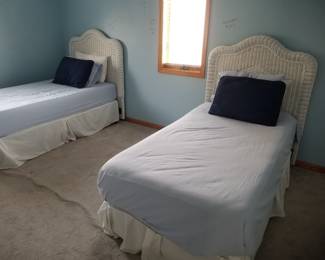 White wicker twin beds - two available