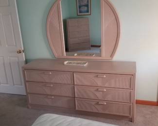 Queen bedroom suite: dresser with mirror