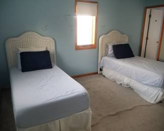 White wicker twin beds - two available