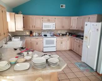 Kitchen cabinets; dishware