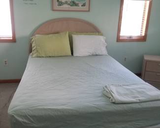 Queen bedroom suite: queen bed; nightstand; dresser with mirror; tall dresser