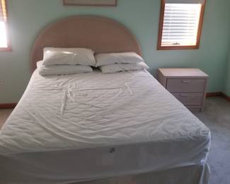 Queen bedroom suite: queen bed; nightstand; dresser with mirror; tall dresser