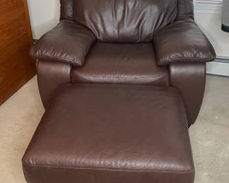 Leather oversized arm chair and ottoman 