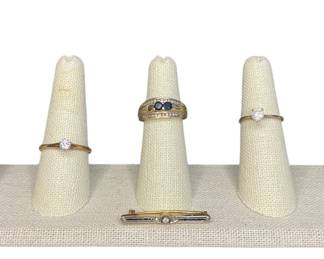 14k & 10k gold rings and brooch 