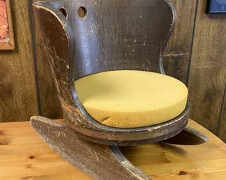 vintage child's wood barrel rocking chair, Basketville of Putney