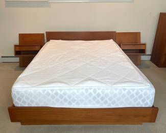  Rosewood Danish platform bed with side tables