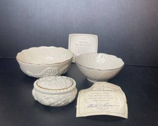 Lenox bowl set & trinket box 