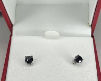 10k gold & black diamond solitaire earrings 