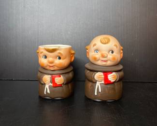 Goebel Friar Tuck monk creamer and sugar set