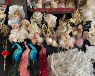 Large collection victorian theme holiday decorations & ornaments 