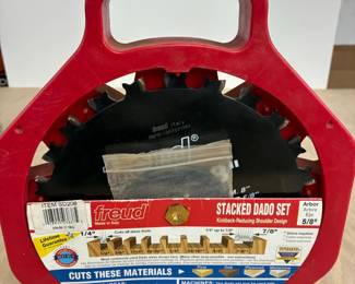 Freud stacked dado set md# sd208  for  5/8” arbor cuts sizes 1/4” to 7/8” $65
