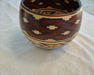 Closed segmented bowl materials, hard maple, bloodwood, yellowheart, wenge,snake wood