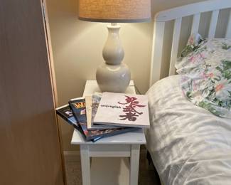 White Side Table, Table Lamp