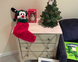 Vtg Ceramic Christmas Tree, Side Table 