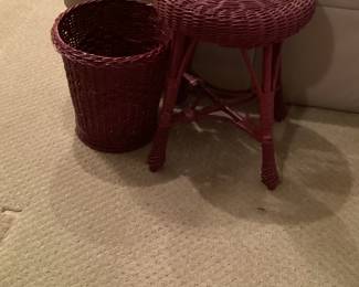 Wicker stool and waste basket