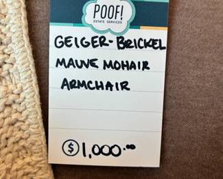 Geiger-Brickel Mauve Mohair Armchair