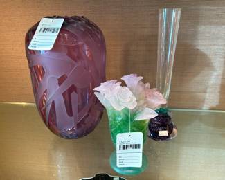 Craig Campbell Vase, Daum Rose Vase