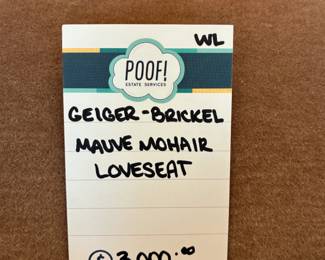 Geiger-Brickel Mauve Mohair Loveseat