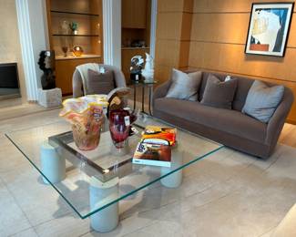 Glass Top Metal Frame Coffee Table