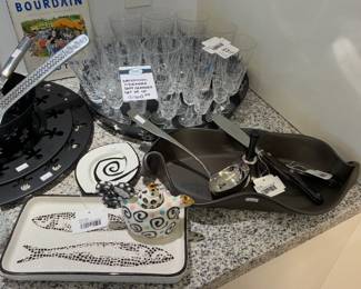 Duro Sardines Platter, Cutco #1720 Pairing Tool, Cutco #1768 JD Spatula, Waterford Kylemore Shot Glasses Set of 12 , Waterford Kylemore Tumbler Set