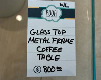 Glass Top Metal Frame Coffee Table