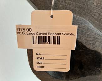 Ooak Large Carved Elephant Sculpture