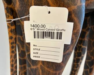 6'5" Wood Carved Giraffe