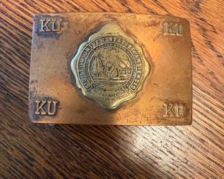 University of Kansas antique belt buckle