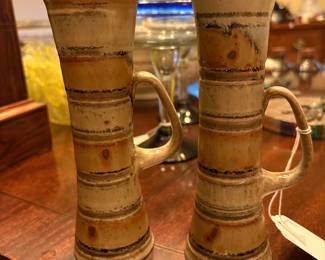 Tall pottery mugs