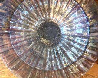 Hand-blown and painted  luster glass plate