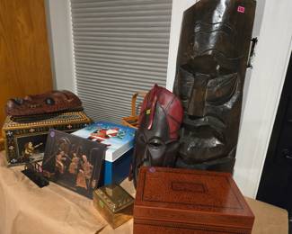 Lots of masks and other decor