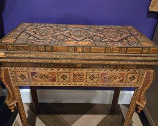 Syrian made wooden inlay backgammon and chess table