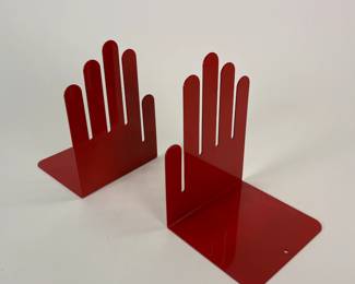 Vintage Red Metal Hand Bookends By Spectrum Designs