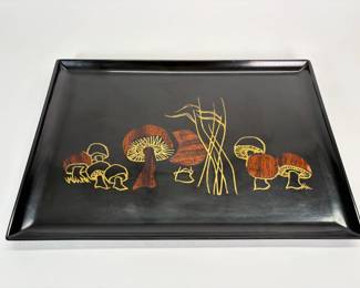Mid-century Couroc Mushroom Wood Inlay Tray