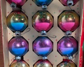Vintage Coby Christmas Ornaments, Iridescent Ombre Finish (24)