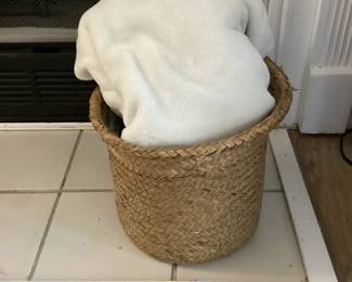 White Throw Blanket in Basket